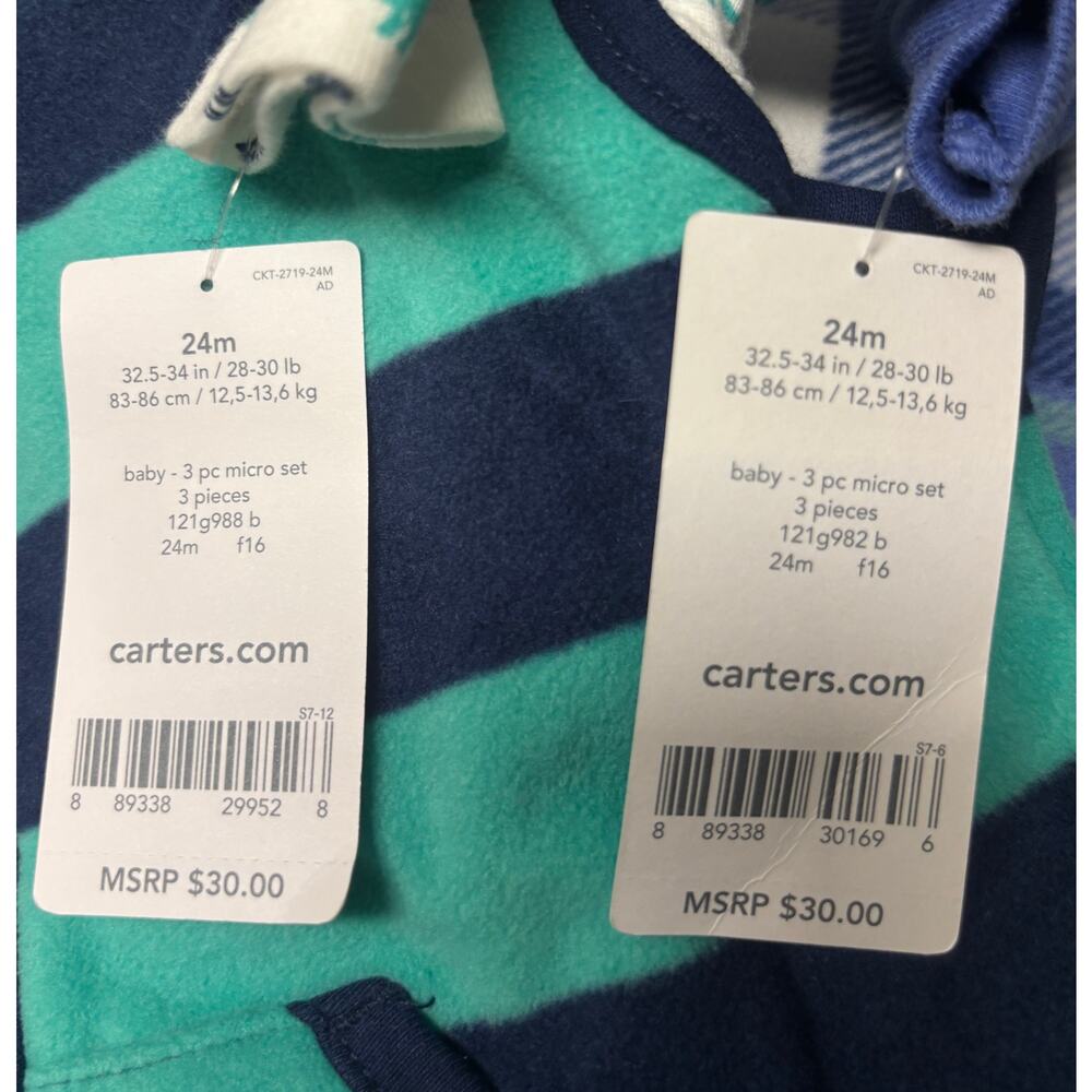 Carter’s Baby Boy 2 Sets 24M Vest Outfit Bundle Bodysuit Pants Plaid Dino New - Picture 6 of 7